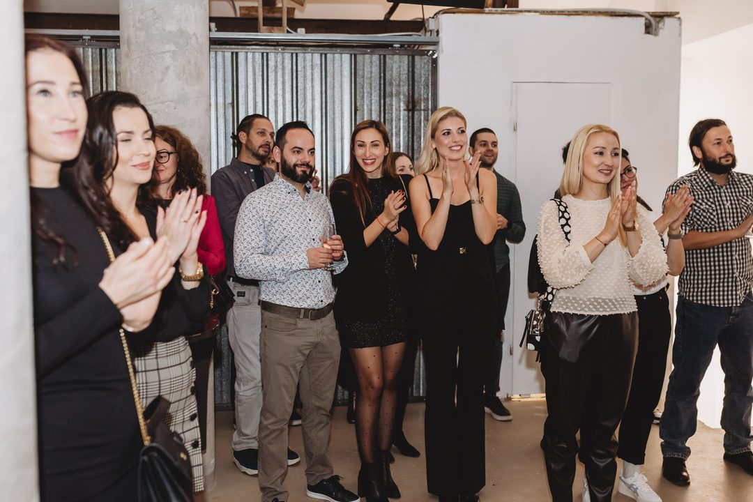 Guests applaud during the founder's presentation at the Bithope Foundation 10-year anniversary in Sofia, December 2024.