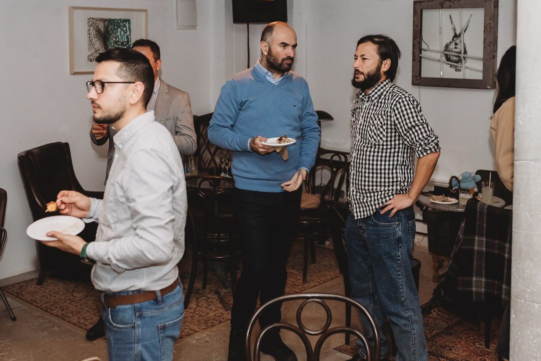 Members of the Bulgarian bitcoin community in conversation at the Bithope Foundation 10-year anniversary cocktail.
