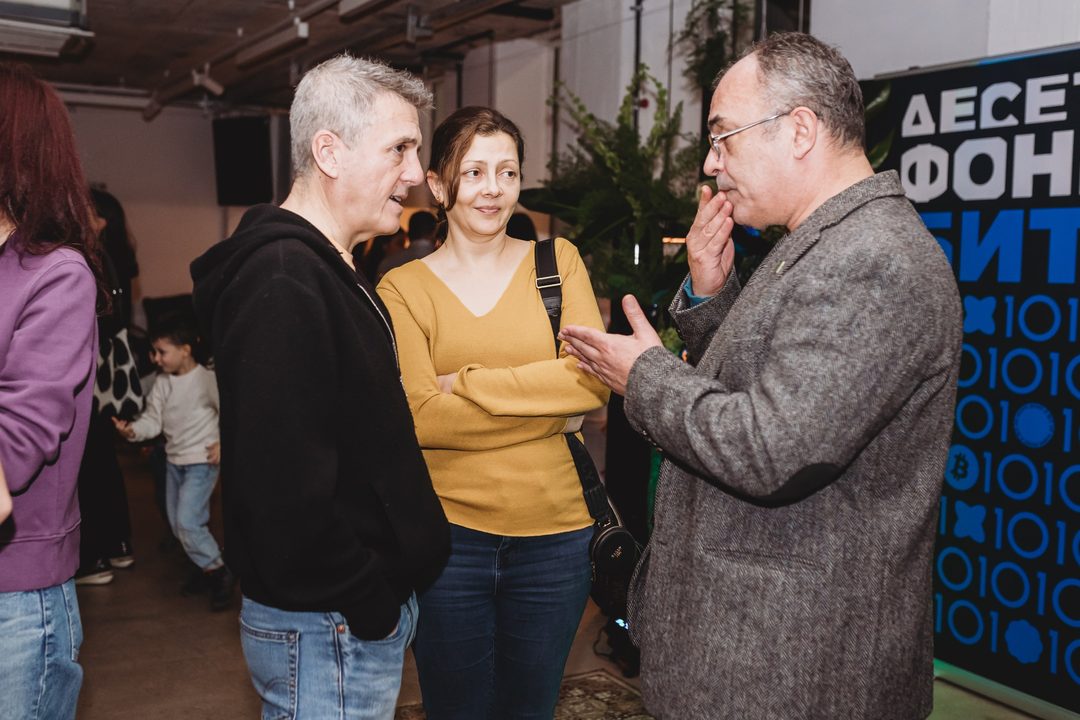 Guests from the Bulgarian non-profit sector in conversation at the Bithope Foundation 10-year anniversary cocktail in Sofia.